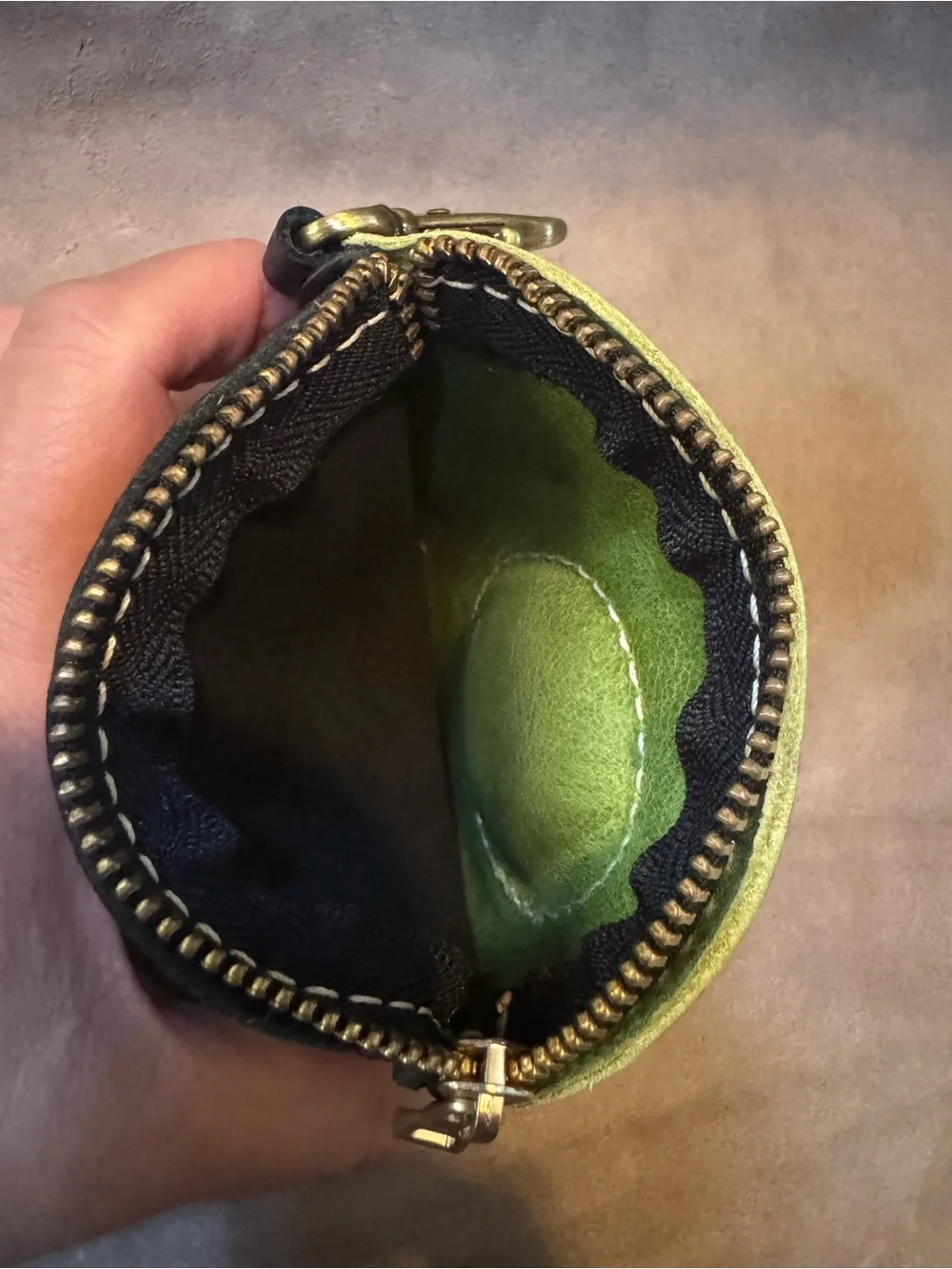Portland Leather Avocado Zipper Pouch
